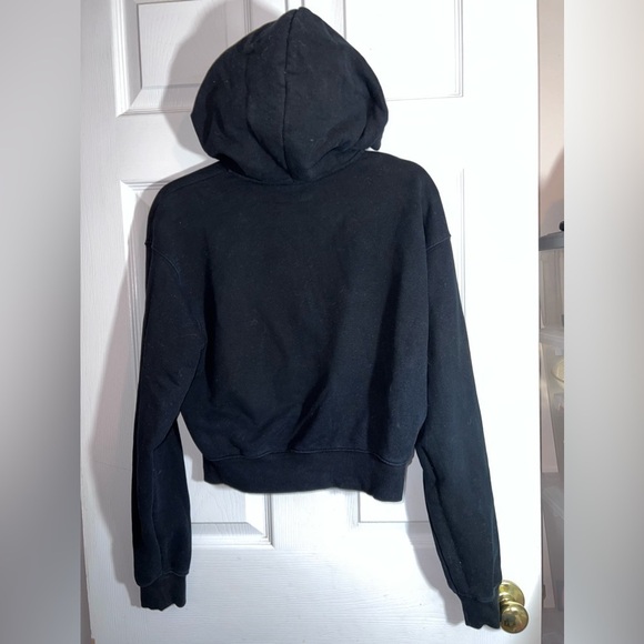 TNA Aritzia Sweatshirt Hoodie Cozy Fleece Boyfriend Boxy Zip Black Pockets - Picture 6 of 10
